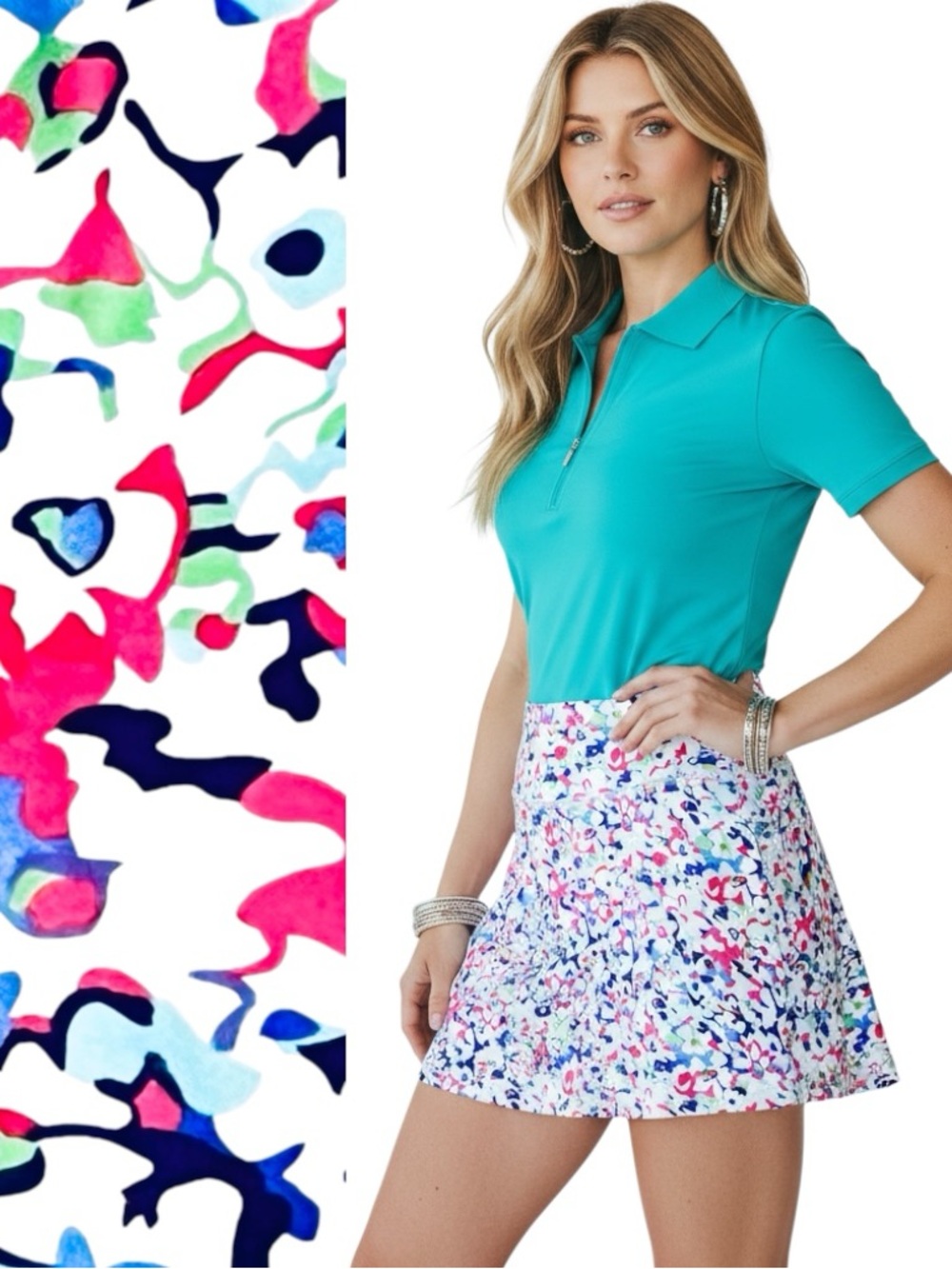 Loukeith Athletic Skirt Skort Multicolor Abstract Print Pull-On Golf Tennis XL